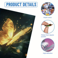 1000pcs Glowing Golden Butterfly Jigsaw Puzzle - Challenging Intermediate Puzzle