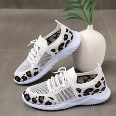 Men's Leopard Pattern Comfy Casual Shoes Non Slip Sneakers For Traveling Jogging