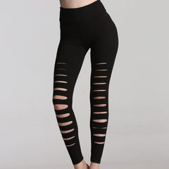 Women's Cutout Ripped Yoga Leggings High Waist Fitness Workouts