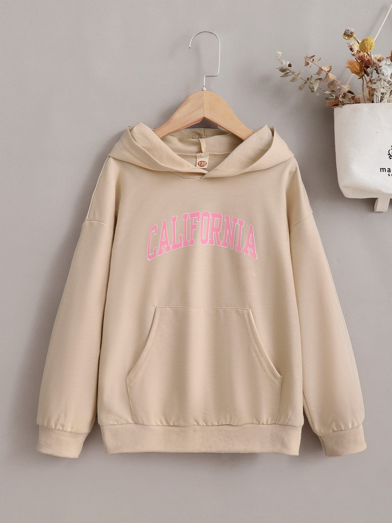 Girls Letter Print Cotton Hoodie