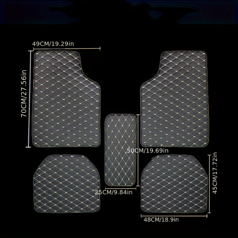 5pc Car Floor Mats Universal Waterproof Full Set Auto Rugs Leather C
