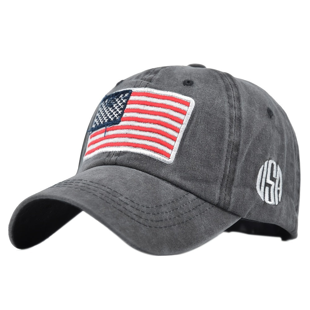 Embroidered American Flag Baseball Cap Soft Top Sun Visor Hat
