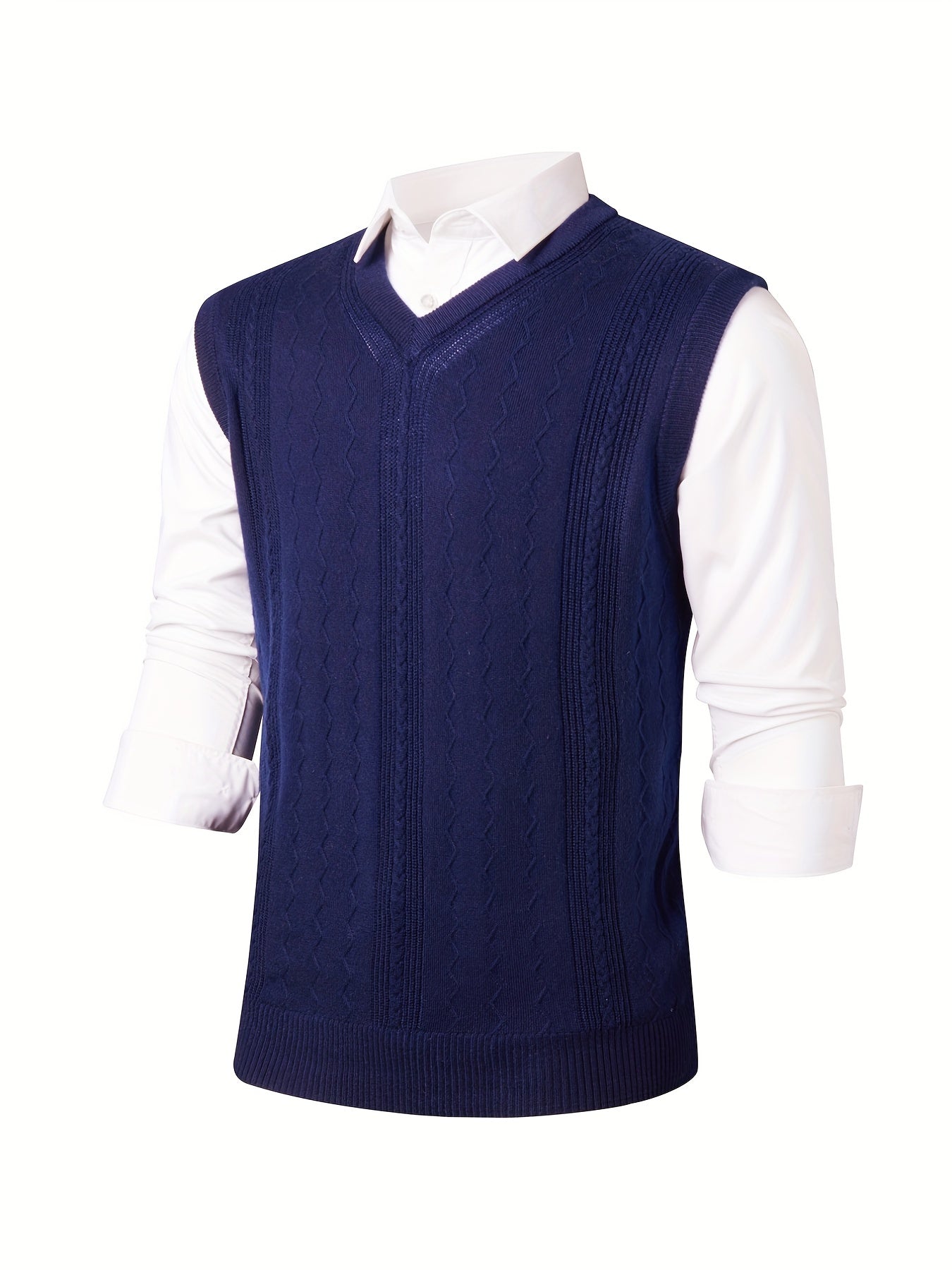 Men's Wool Blend Sleeveless Sweater Vest for Autumn Winter