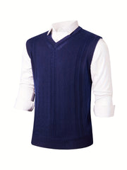 Men's Wool Blend Sleeveless Sweater Vest for Autumn Winter