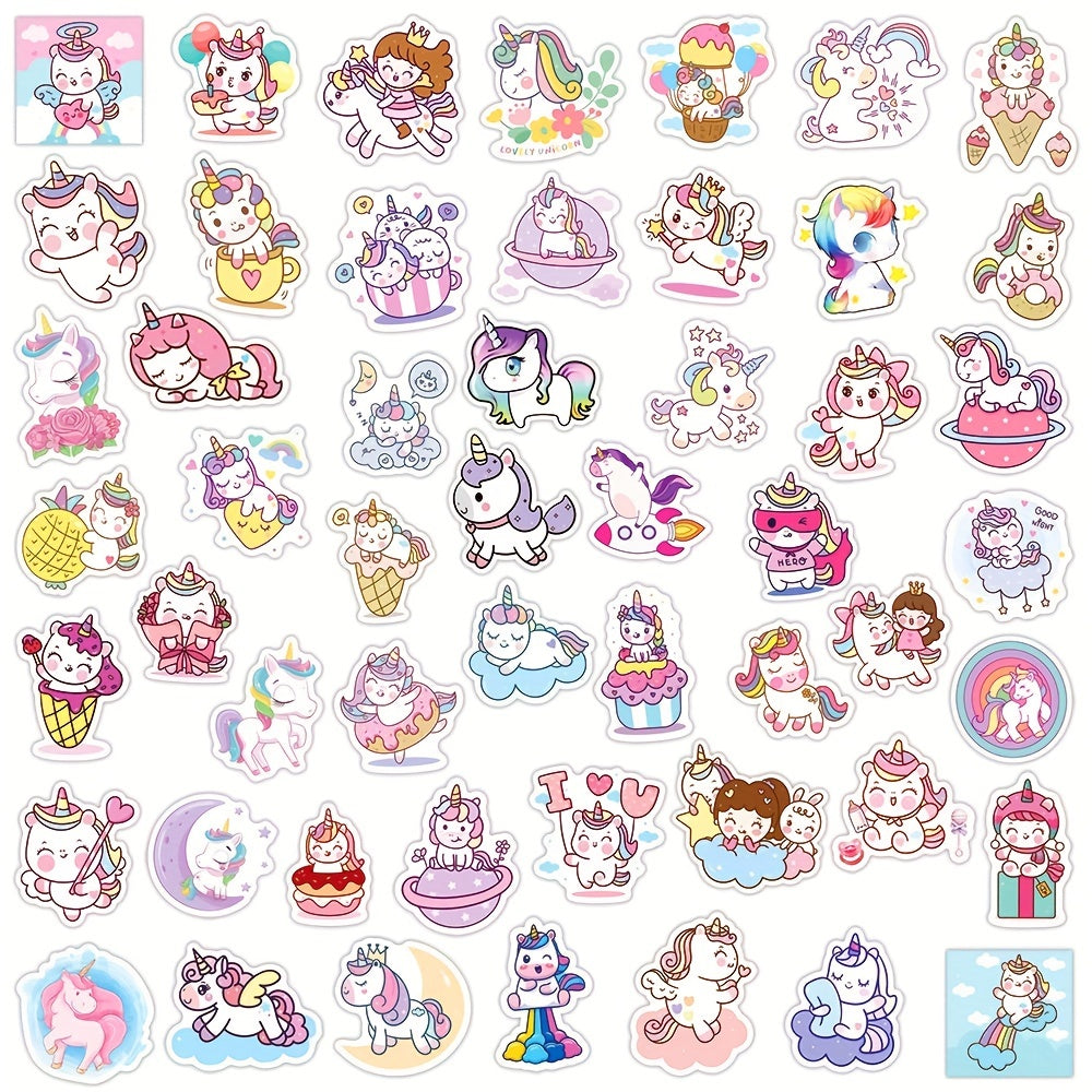 50pcs Little Girls And Unicorn Doodle Stickers for Kids