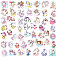 50pcs Little Girls And Unicorn Doodle Stickers for Kids
