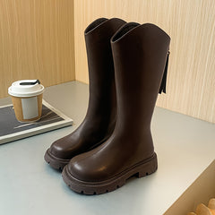 Casual Solid Zipper Boots for Girls Wear Resistant Non-Slip Boots