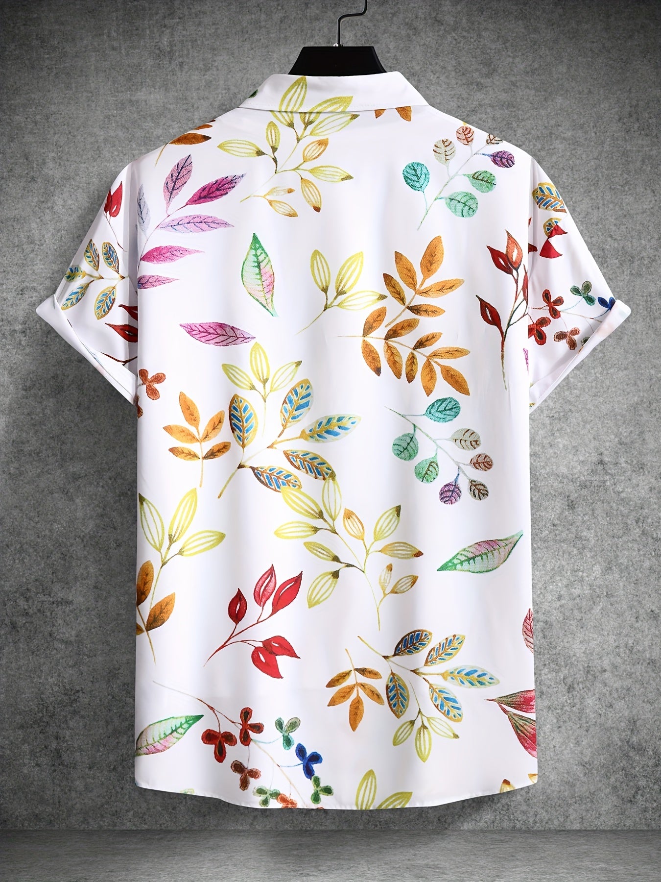 Men's Leaf Pattern Camp Collar Bowling Shirt