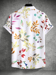 Men's Leaf Pattern Camp Collar Bowling Shirt