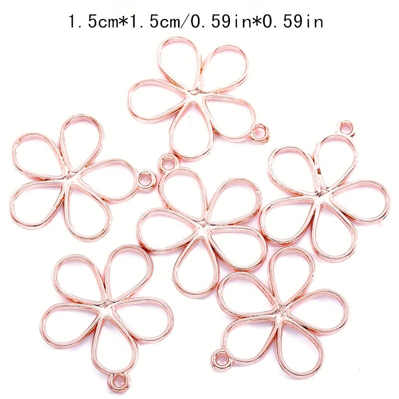10pcs Hollow Flower Alloy Charm Pendant for DIY Jewelry Making