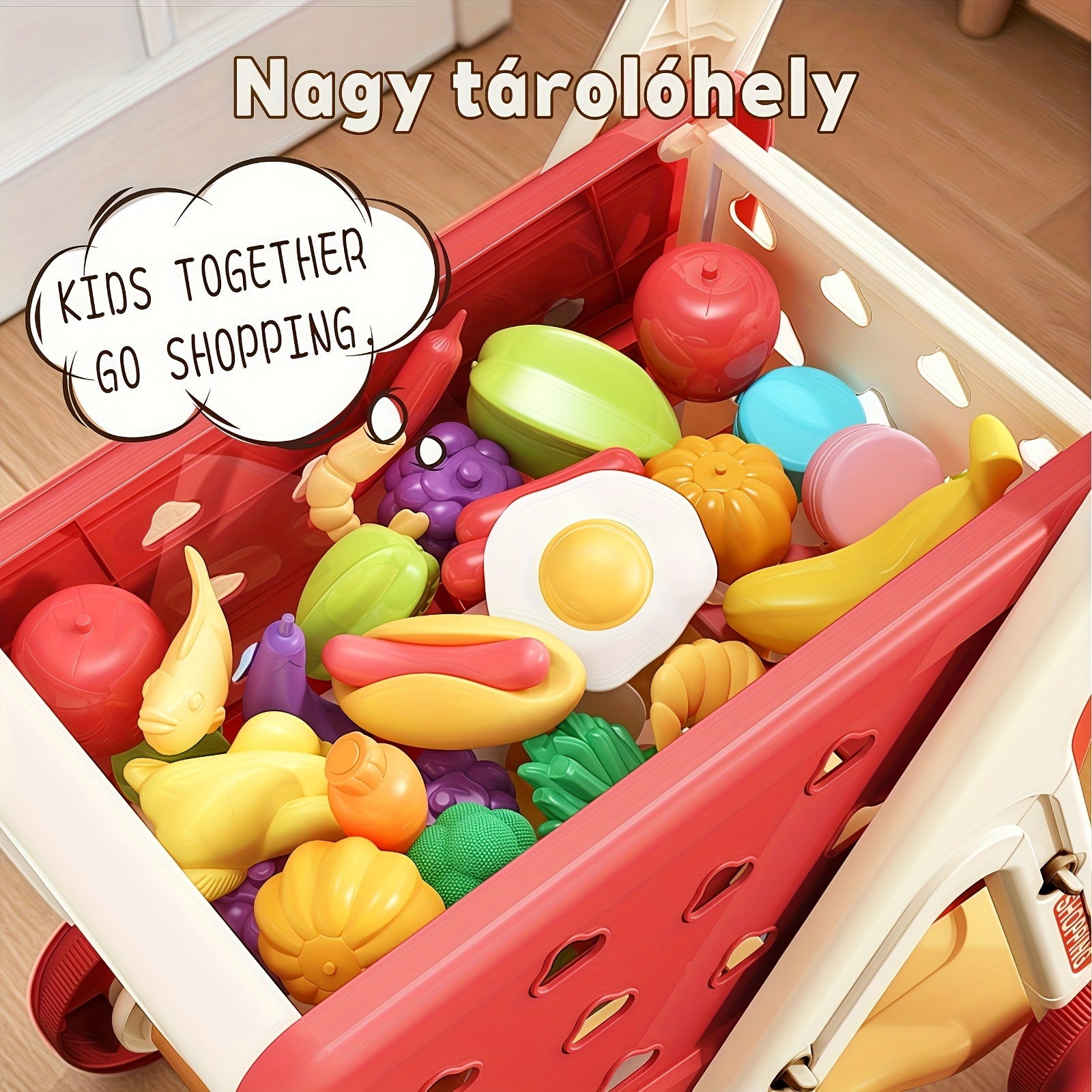 Ephemeral 26pcs Pretend Play Shopping Cart Kitchen Supermarket Cooking Toys