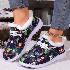 Women's Winter Christmas Snow Boots with Snowflakes Snowmen Santa Claus Pattern