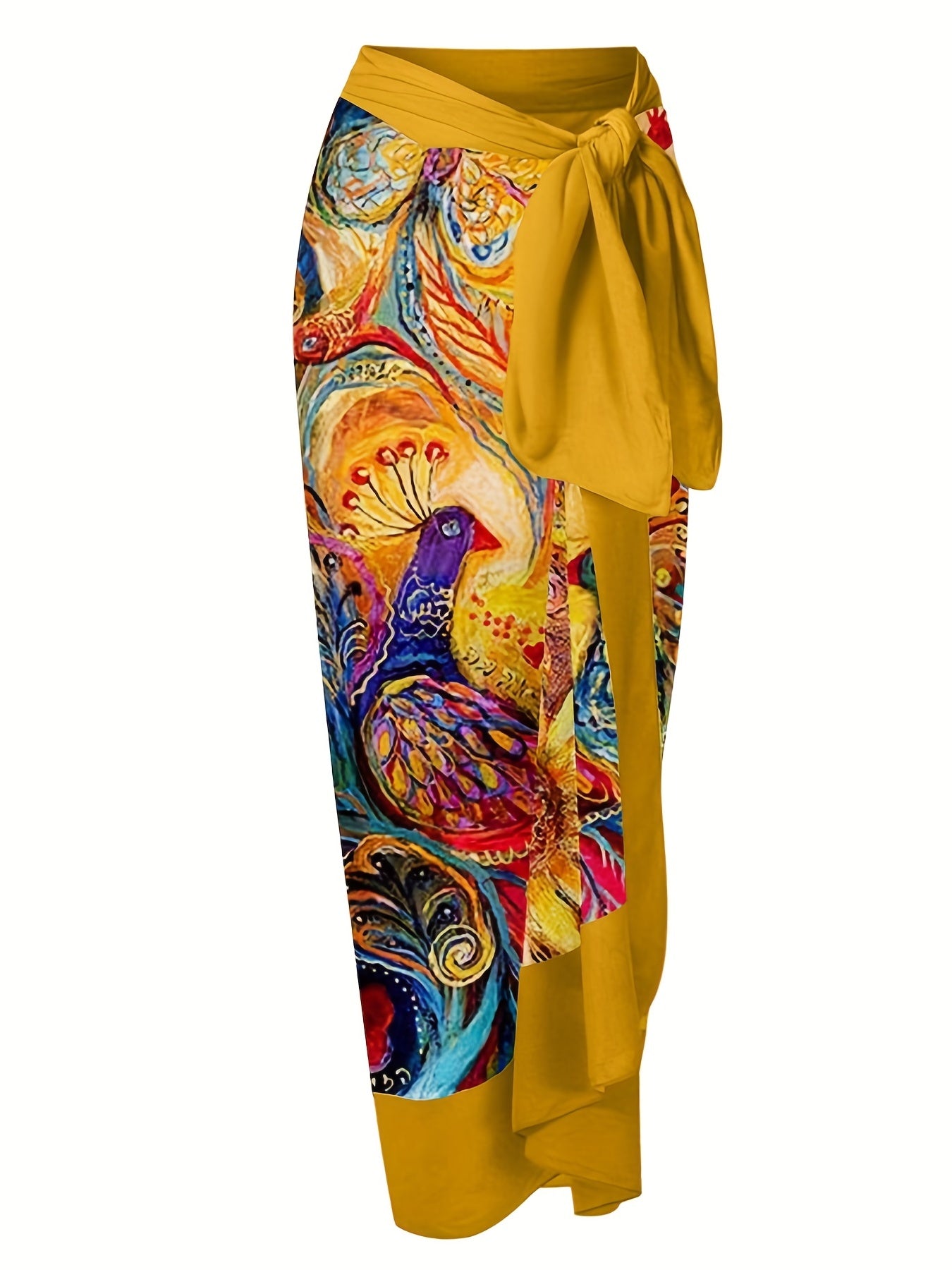 Peacock Print Two Pieces Swimsuit with Cover Up Shirt