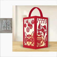 4pcs Metal Cutting Die 3D Lantern Christmas Animal Cut Die For Card Making