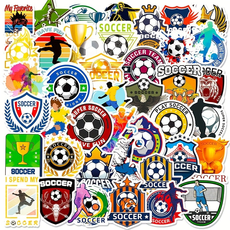 50pcs Football Stickers PVC Trophy Football Stickers For Luggage Computer