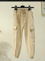 Girls Casual Cargo Pants With Pockets Solid Stretch Pants
