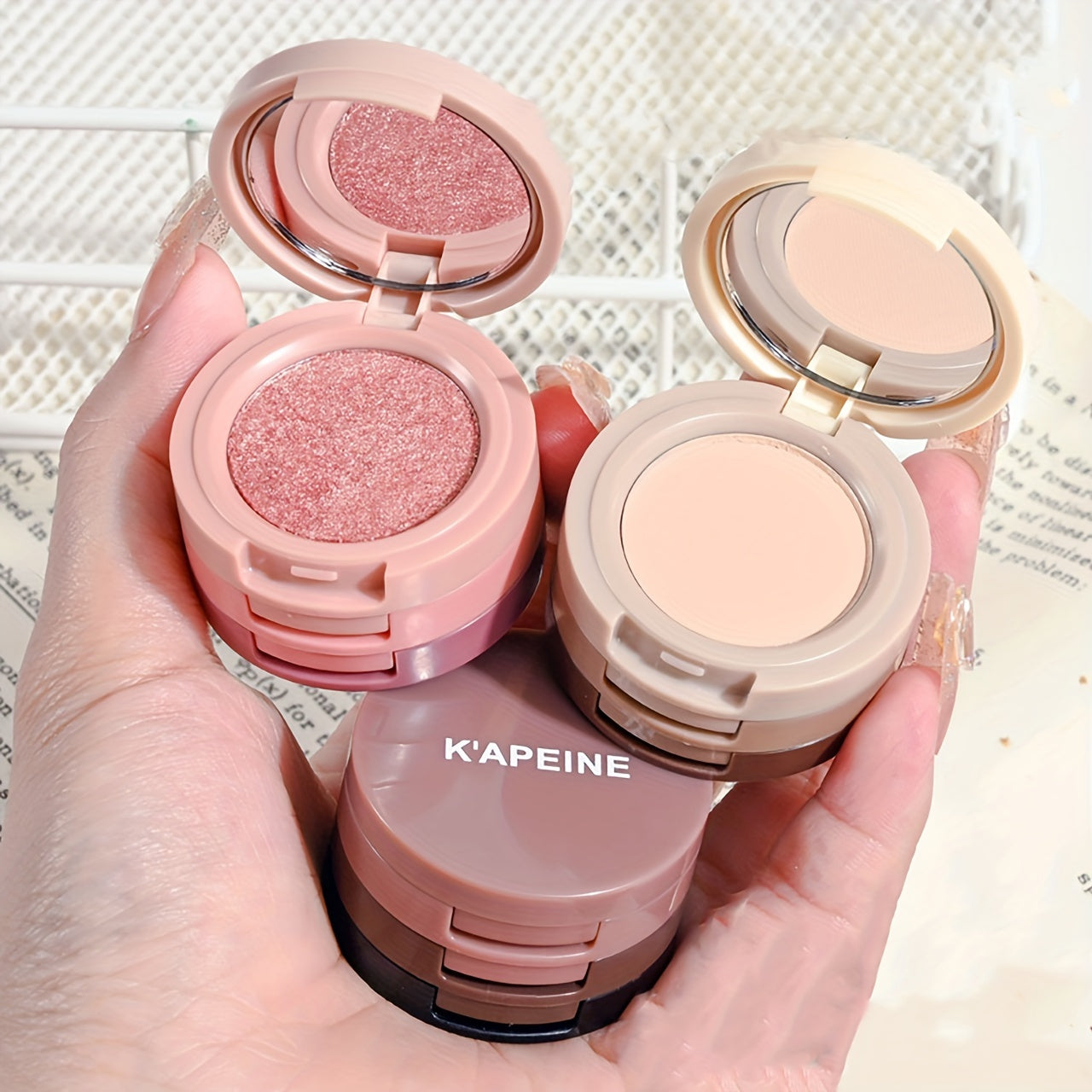 3 Decked Eyeshadow Compact Mini Palette Earth Tone Matte Glitter Sequins