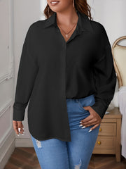 Solid Long Sleeve Button Up Workwear Shirt