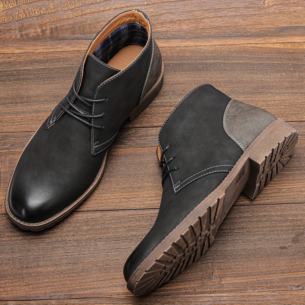 Men's Retro Ankle Desert Boots Wear-resistant Non-Slip Lace-up Boots