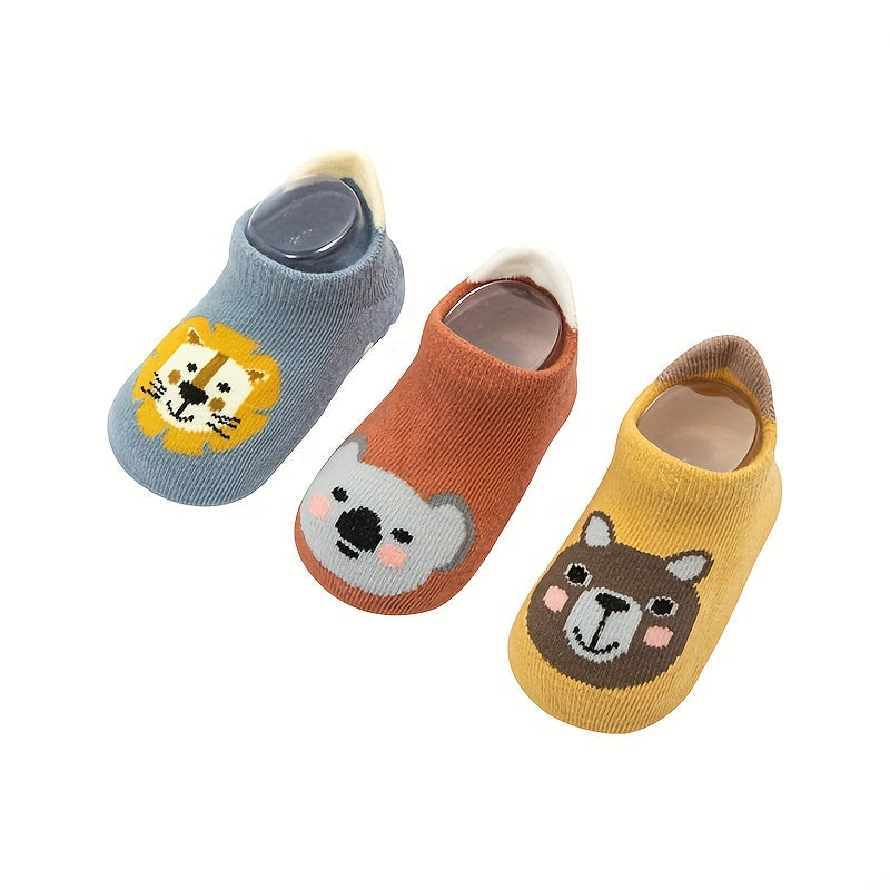 3 Pairs Cute Animal Floor Socks for Toddlers