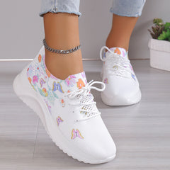 Butterfly Pattern Breathable Walking Shoes Soft Sole Non Slip Sneakers