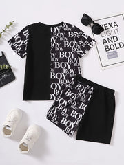 Boys Letter Pattern T-shirt & Shorts Set Summer Clothes