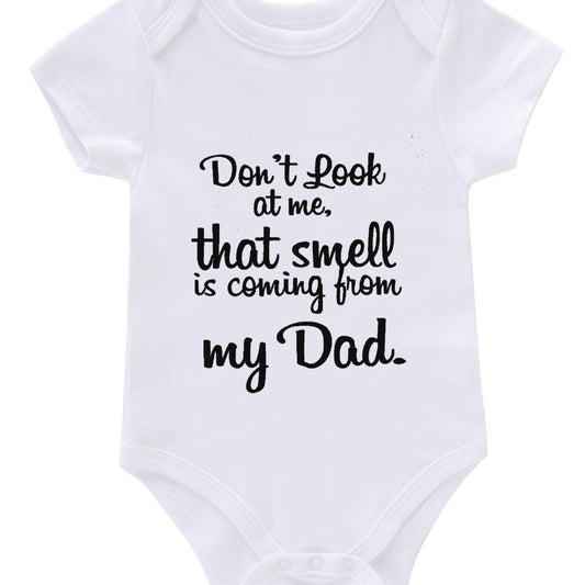 Newborn Infant Short Sleeve Cotton Romper DON T AT ME Graphic Crew Neck Bodysuit