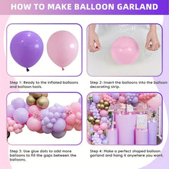 136pcs Pink Purple Balloon Garland Kit Wedding Bridal Shower