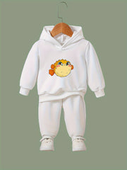 OERYUI Kids Cartoon Globefish Print Hoodies Pants Set