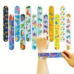 12pcs Dinosaur Slap Bands Snap Bracelets Wristbands Party Favors