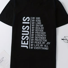 Letter Graphic Round Neck Casual Sports T shirts