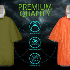 4pcs Emergency Rain Poncho Retains 90 Body Heat Reusable Raincoat