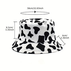 Cow Print Bucket Hat Reversible Travel Beach Hats Unisex