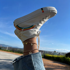 Women's Rainbow Pattern Canvas Mid Top Sneakers