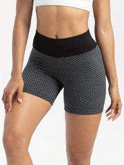 Honeycomb Workout Yoga Shorts High Waist Running Biker Shorts Women's Activewear