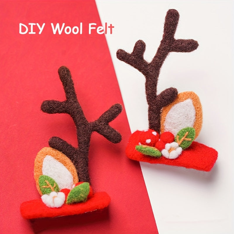 Christmas Deer Horn Hairpin Felt DIY Material Package