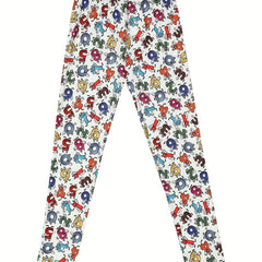 Girls Fancy Number Print Leggings Slim Fit Stretchy Pants