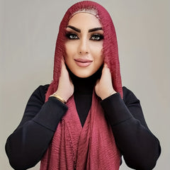 Crinkle Hijab Long Sunscreen Shawl Frayed Edge Wrap Classic Turban