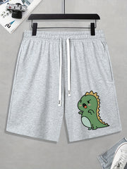Men's Dino Print Quick Dry Shorts for Summer Outdoor Activities