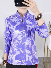 Zipper Long Sleeve Sports Tee Quick Dry Moisture Wicking Activewear