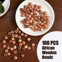 100pcs African Wooden Beads Hair Mix Tassel Beads Hair Braids