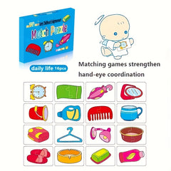 16pcs Educational Puzzle Set Animals Vehicles Fruits & Vegetables Theme