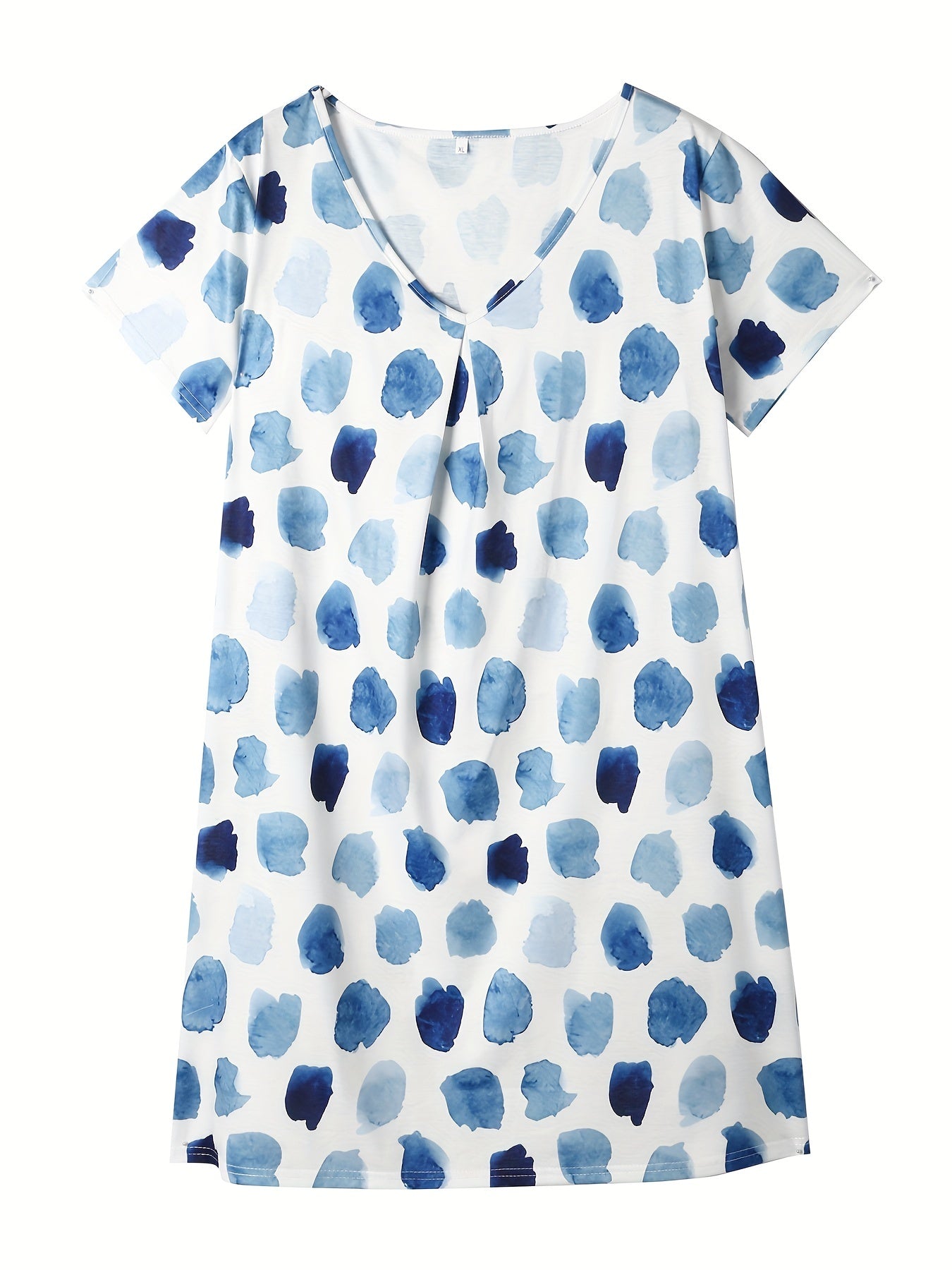 Random Print Short Sleeve V Neck Stretch Dress