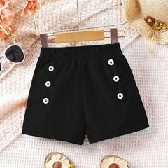Toddler Girls Button Elastic Waist Casual Shorts Kids Summer Clothes