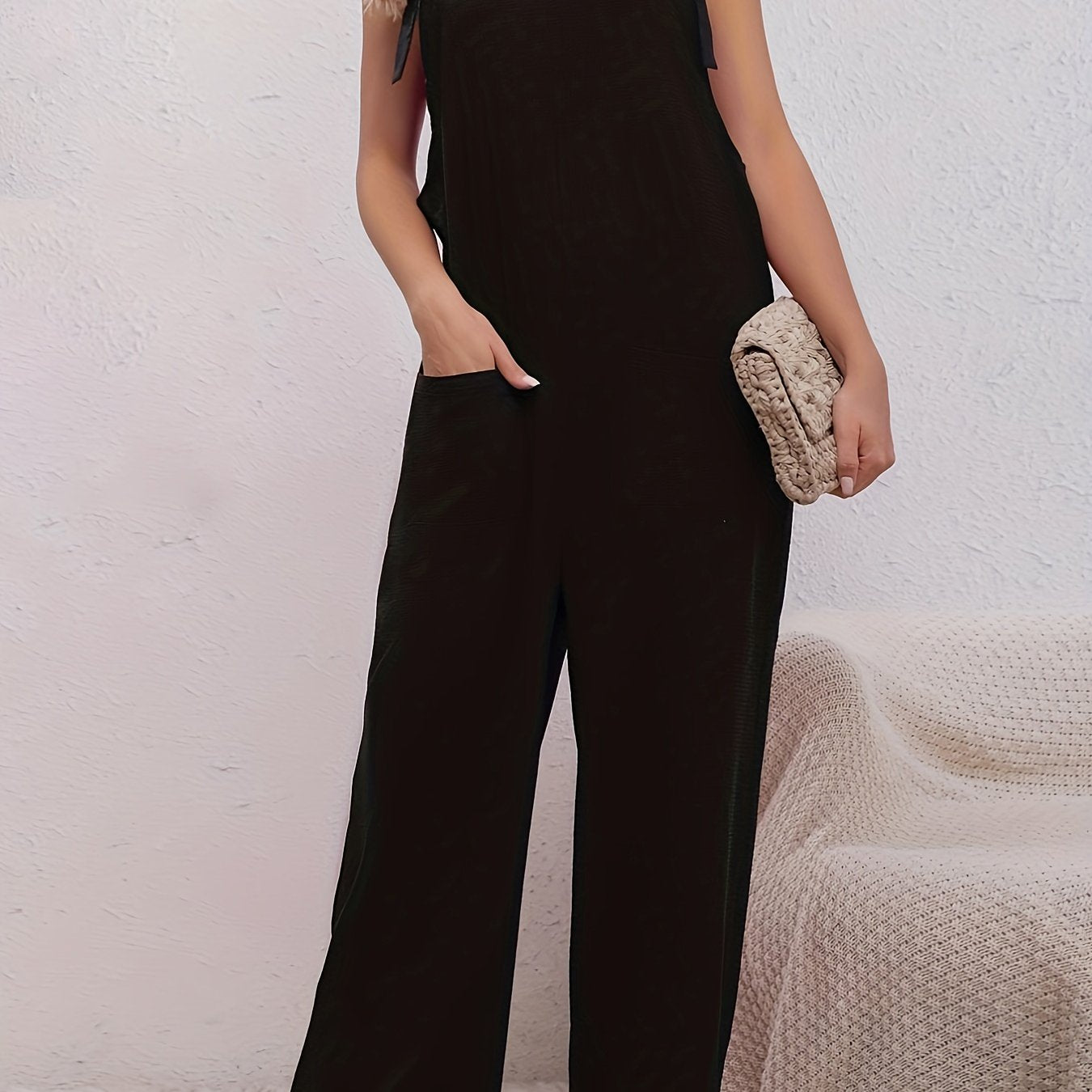 Women's Crew Neck Jumpsuit Sleeveless Casual