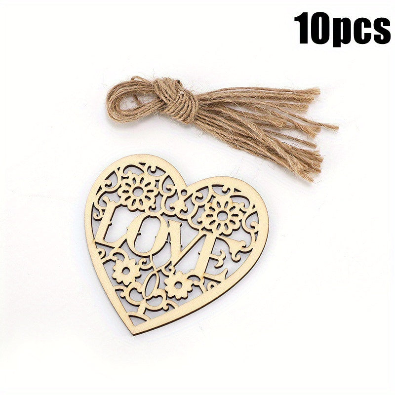 10pcs Wooden Love Heart Embellishments Wedding Decoration