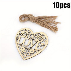 10pcs Wooden Love Heart Embellishments Wedding Decoration