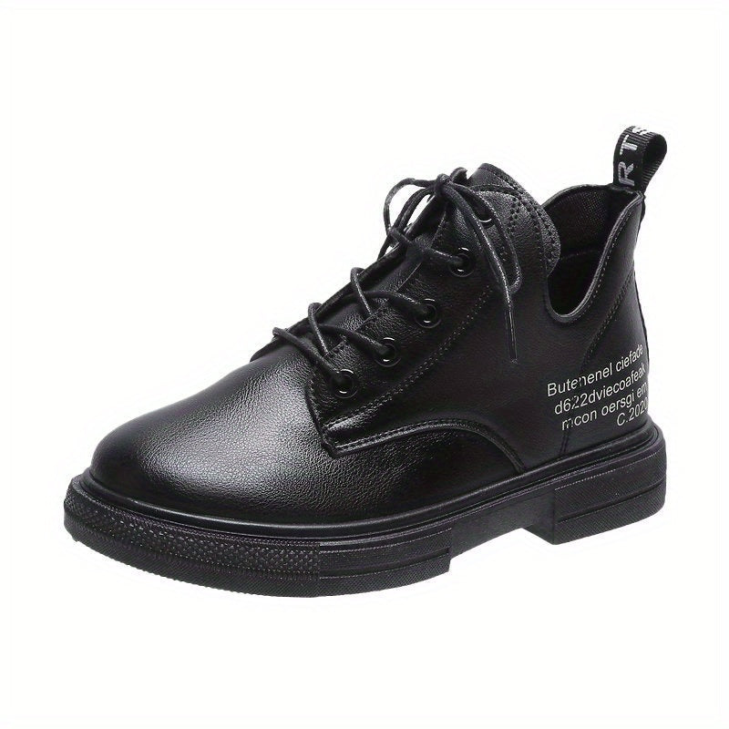 Women's Letter Decor Short Boots Lace Up Ankle Boots