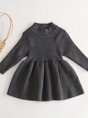 Baby Girls Pleated Knitted Sweater Dress Autumn Winter