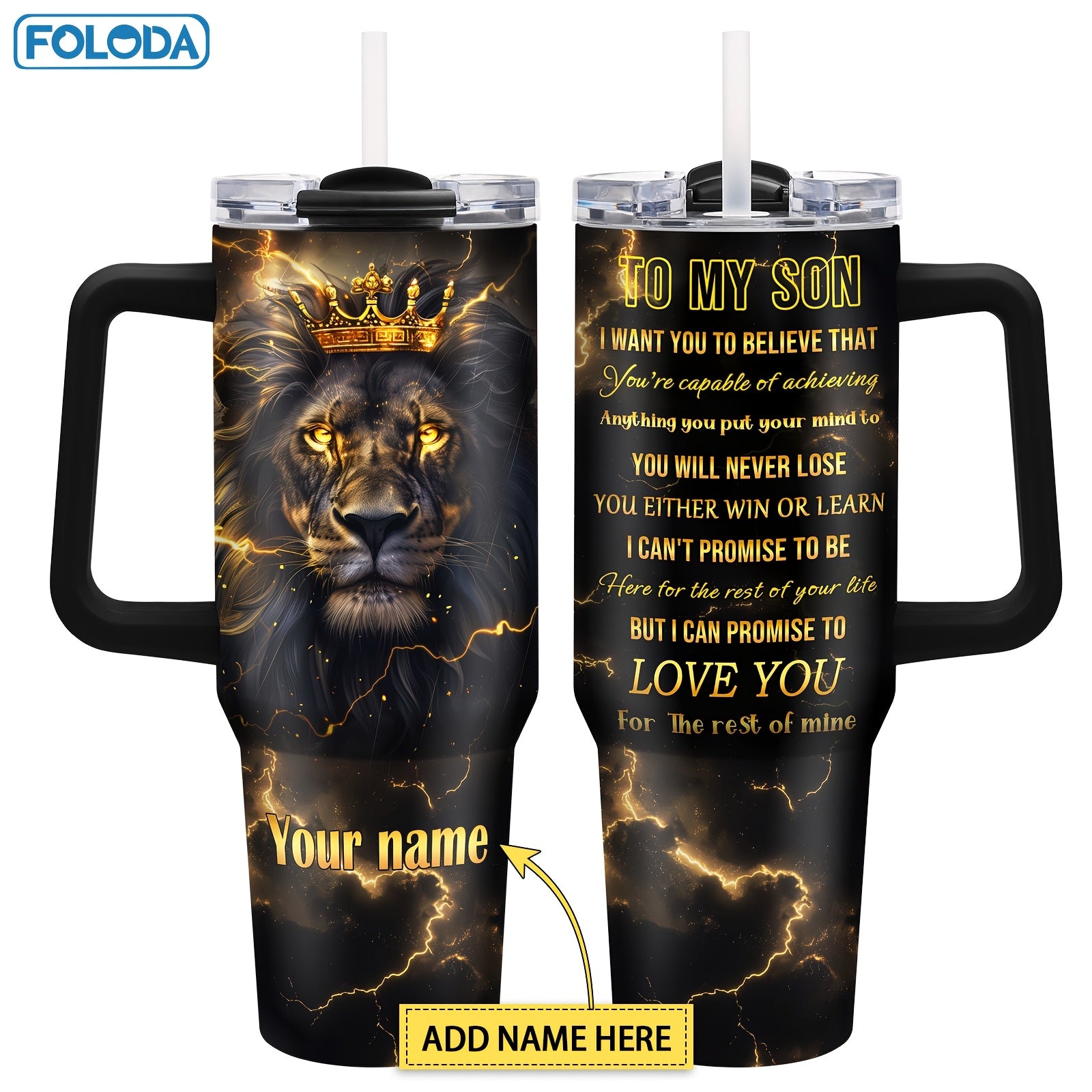 Personalized Lion Tumbler Mug for Son